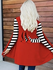 billige Halloween yttertøy-Halloween Kvinners Vinterjakke Trench Coat Lett Behagelig Heks Trykk Åpen Front Vintage Mote Uformell Heks Ferie Uformell Lang Kragefri Regulær Fit Langermet Yttertøy Svart Hvit