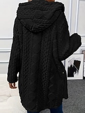 abordables Vestes en Polaire-Femmes Veste Sherpa Veste Décontractée Confortable Respirant Avec Poches Boutons Occasionnel Uni Vacances Rue Occasionnel Tenue quotidienne Ouvert devant Régulier À capuche Coupe régulière manche