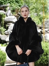 preiswerte Pelzschals-Kunstpelz-Umhänge Elegant warm halten Ärmellos Fledermaus Ärmel Polyester Hochzeit Schals Mit Unifarbe Für Besonderer Anlass Herbst Winter
