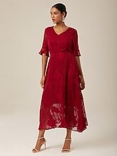 voordelige Feestjurken-Dames Maxi-jurk Cocktail jurk Bruiloft gast jurk Semi-formele jurk A lijn jurk Elegant Werk Verjaardag Flutter mouw Bruiloft gast Cocktailparty Formele avonden Normale pasvorm Effen Kleur Effen Halve