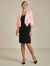  女性用 ゆったりとしたトップス シフォントップス 純色 エレガント 七分袖 アシメントリー クロップトップ 結婚式のゲスト チークピンク 夏 春 秋