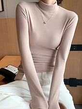 economico Colori solidi-Per donna Felpa Elegante Casual Morbido Colore Puro A Coste Dolcevita Lavorato a maglia Manica Lunga Top Regolari Maglia All&#039;aperto Quotidiano Weekend Nero Bianco Autunno Inverno