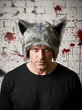 Недорогие Аксессуары на Хэллоуин-мужская шапка с волчьими ушками на Хэллоуин – пушистая полиэстеровая плюшевая шапка для костюмированной вечеринки, вечеринки и зимнего ношения