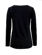 Χαμηλού Κόστους Απλή μπλούζα-Γυναικεία Μπλουζάκι Κουμπιά Στάμπα Σε επίπεδα Συμπαγές Χρώμα Συνδυασμός Χρωμάτων Σκέτο Βίντατζ Στυλάτο Κλασσικό Μακρυμάνικο Στρογγυλή Ψηλή Λαιμόκοψη Κανονικά μπλουζάκια Καθημερινά Μαύρο και Άσπρο