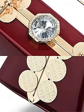 Women's Burgundy Patent Leather Evening Handbag with Gold Handle, Vintage Gatsby Style Purse for Cocktail Parties, Weddings and Formal Events cheap Clutches & Evening Bags-Women's Burgundy Patent Leather Evening Handbag with Gold Handle, Vintage Gatsby Style Purse for Cocktail Parties, Weddings and Formal Events