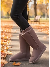 preiswerte Schnee- und Winterstiefel-Damen-Winterstiefel mit halbhoher Schafthöhe und weichem Fleecefutter – warme und gemütliche Schneestiefel für den lässigen Winterlook