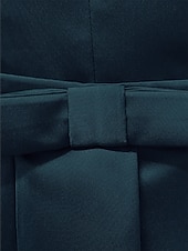 Χαμηλού Κόστους A-Line Βραδινά Φορέματα-Γραμμή Α Μακρύ Βραδινά φορέματα Τουαλέτα Επίσημο ένδυμα Κομψό Κοντό Μπροστά Μακρύ Πίσω Μητέρα 3/4 Μήκος Μανικιού Λαιμόκοψη V Επίσημο Επισκέπτης γάμου Σατέν με Φιόγκος(οι)