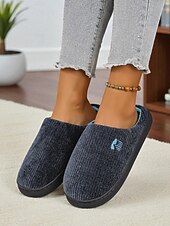 ieftine Flip-Flops de Damă-Papuci de casă casual din pluș pentru femei – pantofi de casă călduroși cu căptușeală din fleece pentru confortul casei pe timp de iarnă