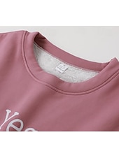 voordelige Dames trainingspakken-Dames Elegant Warm Modieus Tweedelige sets Trainingspak Broeken Sets Lange mouw Bisschop Strakke ronde hals Grafisch Brief Afdrukken Buiten Vakantie Casual Blozend Roze Donker Roze blauw Herfst