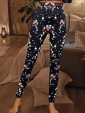 abordables Bas de Noël-Femmes Leggings Vacances ancien Mode Longueur complète Taille hautePantsNoël Graphique Impression Chaleur Thermique Doux Respirant Élastique Formel Extérieur Vacances Noir Été Printemps Automne Hiver