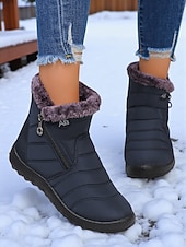 economico Stivali di neve e inverno-stivali da neve invernali caldi da donna con fodera in pelliccia sintetica e cerniera laterale, stivaletti antiscivolo impermeabili per l'uso all'aperto