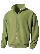 economico Giubbotti Casual-Per uomo Giacca Invernale Giacca in Pile Giacca Casual Vacanza Quotidiano Calore Termico Tasca Pile Autunno Inverno Semplice Moda Streetwear Collo alla coreana Regolare Nero Cachi Verde militare
