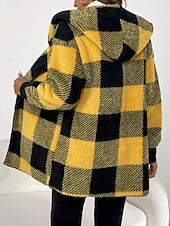 ieftine Jachete căptușite cu fleece-Pentru femei Jachetă din lână geacă Sherpa Comfortabil Respirabil Imprimeu Deschis frontal Casual Plisat Vacanță Stradă Casual Purtare Zilnică Deschis frontal Lung Răsfrânt Fit regulat Manșon Lung