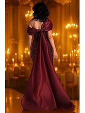  Sheath Column Sweep Brush Train Floor Length Prom Dresses Evening Gown Ball Gown Formal Dress Elegant Glittering Celebrity Style Sleeveless Off Shoulder Garden Party Wedding Stretch Satin with Ruched