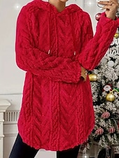 baratos jaquetas casuais-Mulheres Pulôver Moletom Com Capuz Tecido Roupa de rua Casual Velo Sherpa Manga Longa Com Capuz Tops regulares Rua Feriado Com Cordão Preto Branco Vermelho Roxo Bege Outono Inverno