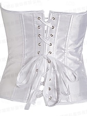 baratos Espartilhos-Mulheres Corset Shapewear Cincher Cintas Corpete Sexy Moda Sensual Cor imaculada Hem irregular Frente Única Férias Rua Encontro Sem Manga ombro frio Preto Branco Primavera Outono Moderno