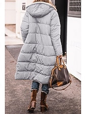 ieftine Parka casual-Pentru femei Palton de iarnă Geaca matlasata Rezistent la Vânt Cald Buzunar Deschis frontal Epocă Zilnic Casual Simplu Cadouri de Crăciun Vacanță Casual Zilnic Deschis frontal Lung Capișon Fit regulat