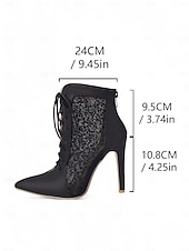 levne Kotníkové boty-Dámské fialové krajkové síťované kotníkové boty s jehlovým podpatkem a bočním zipem – elegantní šněrovací boty na vysokém podpatku na svatbu, ples a formální události