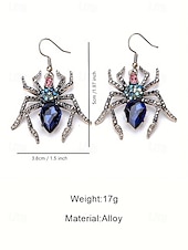 ラインストーンクリスタルのディテールが施された女性用ハロウィンスパイダードロップイヤリング。パーティーやコスプレに最適なヴィンテージゴシックスタイルのステートメントジュエリー。 お買い得  ハロウィンアクセサリー-ラインストーンクリスタルのディテールが施された女性用ハロウィンスパイダードロップイヤリング。パーティーやコスプレに最適なヴィンテージゴシックスタイルのステートメントジュエリー。