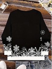abordables Hauts de Noël-Noël Femmes T-shirt Graphique Bonhomme de neige ancien Élégant Classique manche longue Col en V Hauts Réguliers Quotidien Imprimé Gris / Rouge Noir + blanc + rouge Noir Vin Rouge Printemps Automne