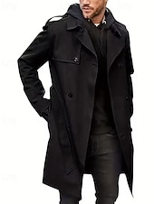 preiswerte Herren-Blazer &amp; -Anzüge-Herren Mantel Trenchcoat Langer Trenchcoat Urlaub Täglich Frühling Herbst Polyester Winddicht Oberbekleidung Bekleidung Mode Klassisch Einfach Tasche Revers Doppelreihig