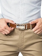 Herrebelte i ekte skinn med bilspenne – luksuriøst automatisk skrallebelte til dress for forretnings-, fritids- og formell bruk billige Belter for menn-Herrebelte i ekte skinn med bilspenne – luksuriøst automatisk skrallebelte til dress for forretnings-, fritids- og formell bruk