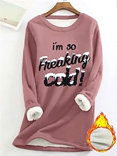 رخيصةأون النكات والاقتباسات الأعلى-نسائي كنزة صوفية الرسم أحرف دافئ كاجوال أجعد كم طويل رقبة عالية مدورة قمصان عادية شارع فضفاض أسود أصفر وردي بلاشيهغ زهري غامق أحمر الخريف الشتاء