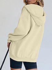 baratos jaqueta com capuz-Mulheres Casaco com capuz Confortável Respirável Bolsos Botões Casual Tecido Férias Rua Casual Roupa Diária Não Trespassado Padrão Com Capuz Normal Manga Longa agasalhos Branco Amarelo Azul Primavera