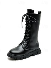 זול מגפיים לילדים-נעלי תחפושת כוכבת פופ בהשראת איידול קוריאני - מגפיים אופנתיים לבנים וחומים לבנות בסגנון קז'ואל ורחוב