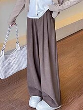 economico gamba larga e vita alta-Per donna Pantaloni in Pile Gamba larga Pantaloni Moda Streetwear Lunghezza intera Vita Alta Semplice Elastico in vita Lavorato a maglia Caldo Confortevole Micro-elastico Streetwear Abbigliamento