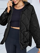 baratos Casacos de penas-Mulheres Casaco de inverno Casaco com capuz Manter Quente Confortável Zíper Bolsos Hem irregular Casual Tecido Férias Casual Roupa Diária Final de semana Longo Com Capuz Normal Manga Longa agasalhos