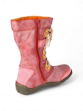 abordables Botas de combate-Botas de combate rojas con cordones a media pantorrilla para mujer con forro polar, estilo rústico vintage, cómodas botas hechas a mano para atuendos casuales y ropa de invierno al aire libre.