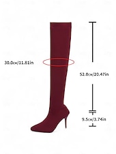 זול מגפי אופנה-מגפי אופנתיים שחורים סריג מעל הברך עם עקב סטילטו לנשים - מגפיים אלגנטיים נמתחים עד הירכיים למסיבות ערב, מועדונים ואירועים רשמיים