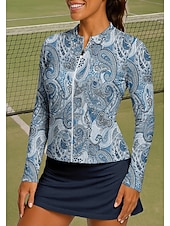 levne Dámská košile-Dámské Kašmírový vzor Sportovní košile Tenisové tričko Tenisový top Dlouhý rukáv Zip Květinový UPF50+ Odolná proti UV záření Vysoká pružnost Odvod vlhkosti Prodyšné Volejbal Tenis Golf Stojáček Límec