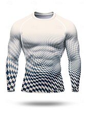 お買い得  ランニングTシャツとタンクトップ-男性用 男女兼用 コンプレッション・シャツ ランニングＴシャツ 3Dプリント 長袖 ベース層 幾何学模様 速乾性 ビデオ圧縮 パワーフレックス 吸汗性 ジムトレーニング アクティブトレーニング 運動 スポーツウェア アクティブウェア ブルー