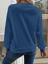 preiswerte Einfarbiges T-Shirt-Damen Bluse Knöpfe Einfarbig Stilvoll Lässig Langarm V Ausschnitt Normale Oberteile Täglich Blau Schwarz Weiß Grün Khaki Frühling Herbst