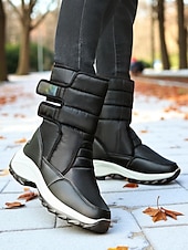 baratos Botas de neve e inverno-botas femininas impermeáveis com tira de velcro, botas de neve de inverno isoladas e confortáveis para clima com neve, esportes ao ar livre e caminhadas