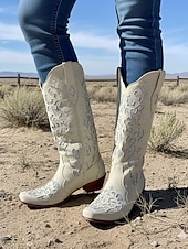 ieftine Cizme Cowboy &amp; Western-cizme de cowboy de epocă western de damă, împodobite cu strasuri, design din piele brodat pentru nunți și ocazii speciale