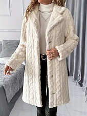billige Fleece-fôrede jakker-Dame Vinterfrakk Sherpa jakke Bekvem Pustende Knapper Elegant Fritid عادي Feriereise Gate Avslappet Dagligdagstøy Enkeltkneppet Lang Aftæpning Normal Langermet Yttertøy Beige Vår Høst