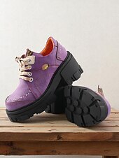 tanie Buty do kostki-Damskie, zielone, skórzane, sznurowane, grube, codzienne buty z prawdziwej skóry – skórzane buty w stylu retro typu oxford, idealne na jesienną modę i spacery na świeżym powietrzu