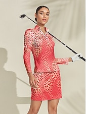 baratos Polos &amp; Quarterzips-Mulheres Camisa polo de caminhada Vermelho Manga Longa Blusas Roupas femininas de golfe, roupas, roupas, roupas
