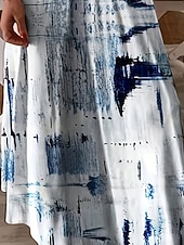 ieftine Tipăriți rochii florale-Pentru femei Rochie Mini Rochie casual Rochie leagăn Elegant Modă Modern Zilnic Plajă Sfârșit de săptămână Fit regulat Grafic Manșon Lung În V Alb Primăvară Toamnă