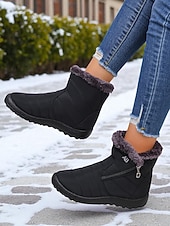 economico Stivali di neve e inverno-stivali da neve invernali caldi da donna con fodera in pelliccia sintetica e cerniera laterale, stivaletti antiscivolo impermeabili per l'uso all'aperto