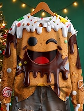 tanie Bluzy z kapturem i swetry świąteczne-Damskie Pullover Graficzny Geometryczny Ciepłe Klasyczny Codzienny Długi rękaw Półgolf Zwykłe topy Dom Ulica Na co dzień Nadruk Biały Żółty Rumiany róż Brązowy Jesień Zima