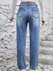 economico Pantaloni a gamba dritta-Per donna Dritto Essenziale Casual Lunghezza intera Misura del girovita medio Semplice Tasca Calore Termico Micro-elastico All&#039;aperto Vacanza Streetwear Blu Inverno Vestibilità regolare