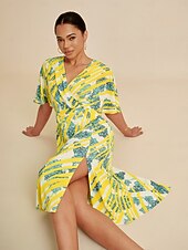 economico Abiti da donna-abito midi da donna manica a pipistrello elasticizzato stampa audace elegante versatile casual quotidiano primavera estate autunno
