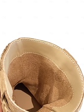 olcso Slouch Boots-Női velúr csizma, fonott bojtos részletekkel, bohém lezser stílusú, kényelmes, lapos talpú cipő, női városi utcai viseletre és mindennapi viseletre.