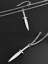 Недорогие Модные аксессуары-Мужское ожерелье с кулоном в виде кинжала из титановой стали – готическая панк-цепочка с ножом для вечеринки на Хэллоуин, косплея и повседневной носки