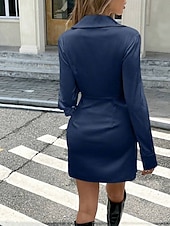 tanie Kobieta czarna sukienka-Damskie Sukienka mini Czarna sukienka Sukienka na imprezę Sukienka koktajlowa Satynowa sukienka Moda Nowoczesny Impreza Wieczorna impreza Spotkanie towarzyskie Regularny Równina Długi rękaw