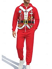 economico Tute da ginnastica-Natale Per uomo Felpa con cappuccio Tuta da Ginnastica Felpa con cappuccio con zip Coulisse Tasche Pantaloni Felpa con Cappuccio Felpa Autunno Rosso Verde Allenamento in Palestra Casuale Pallacanestro